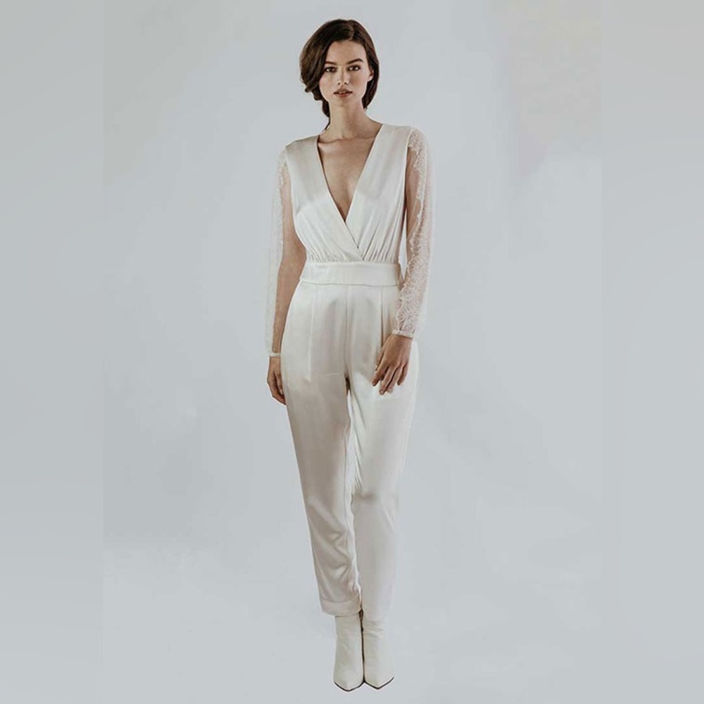 Sanyukta Shrestha Middlemist Ivory 100% Silk Wedding Bridal Jumpsuit UK10 US6 - Picture 5 of 12